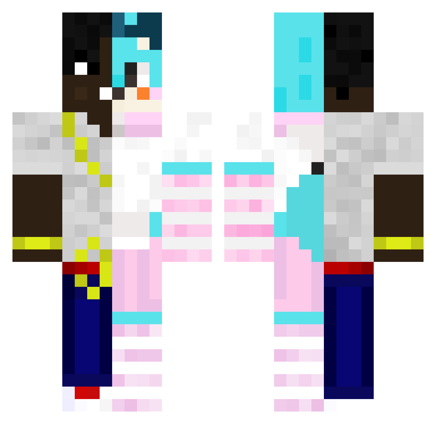 toedrinker Minecraft skin, front and back view