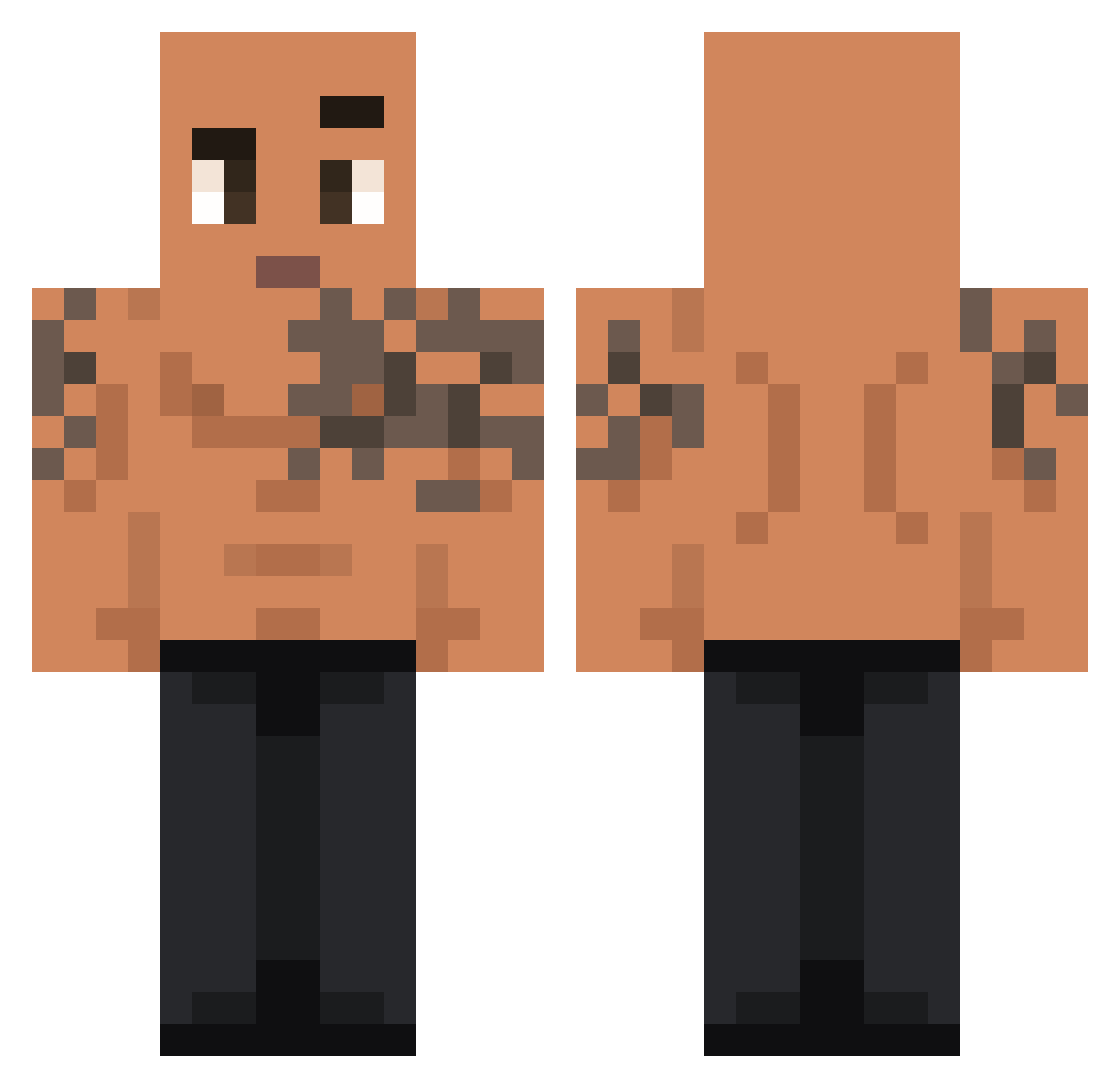 SSTIKESS Minecraft skin, front and back view