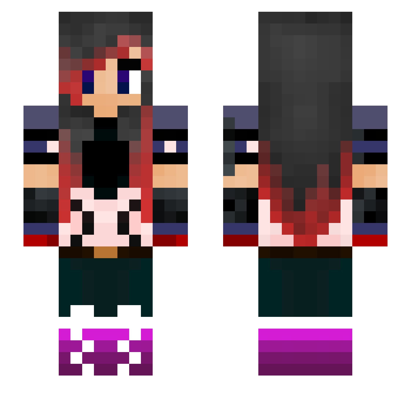 Dyna Minecraft skin, front and back view