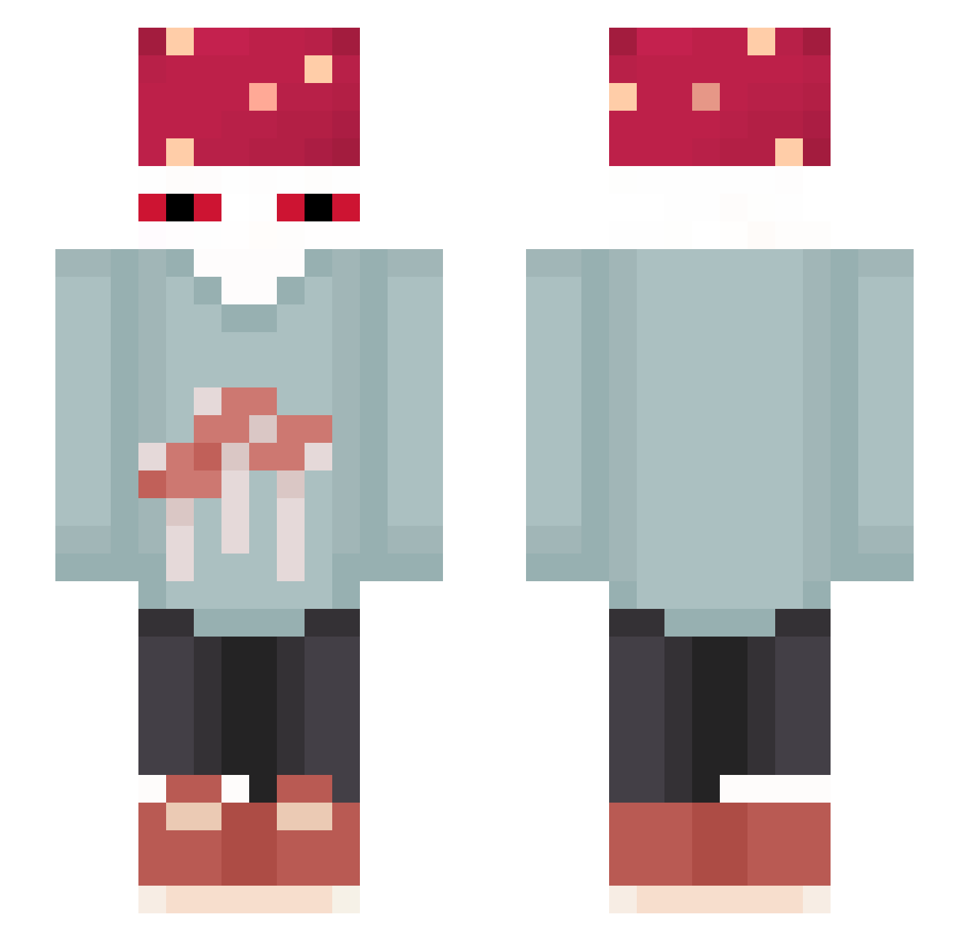Listening Minecraft skin, front and back view
