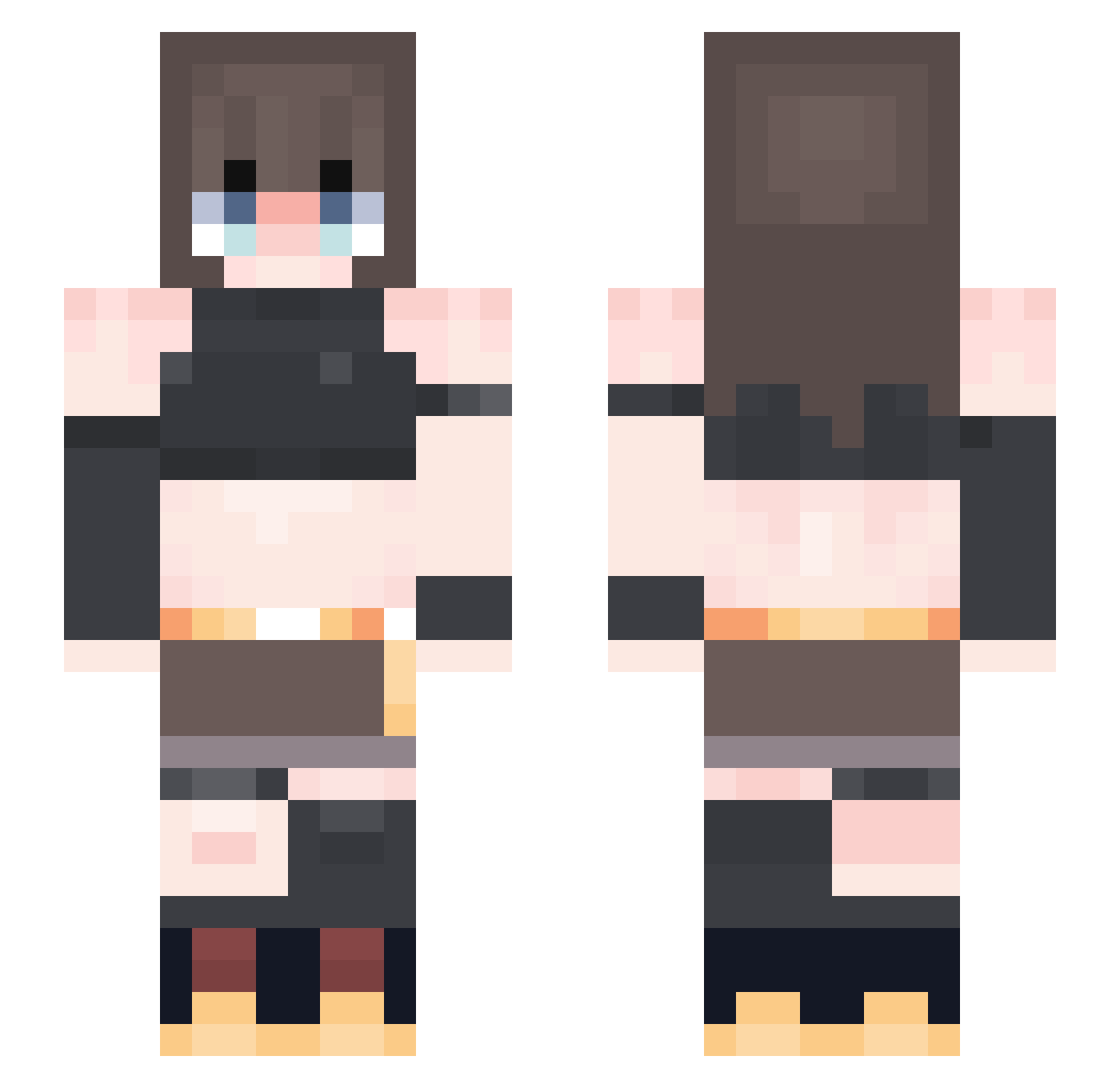 YuuriZz Minecraft skin, front and back view