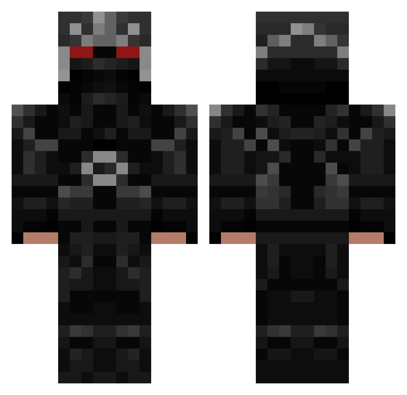kilnight Minecraft skin, front and back view