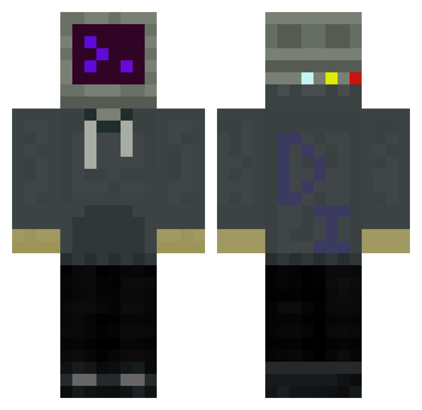 Delfown Minecraft skin, front and back view
