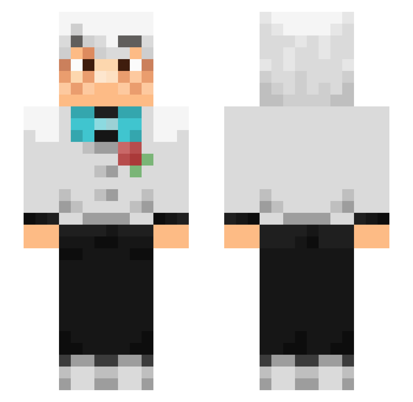 Pikahikas Minecraft skin, front and back view