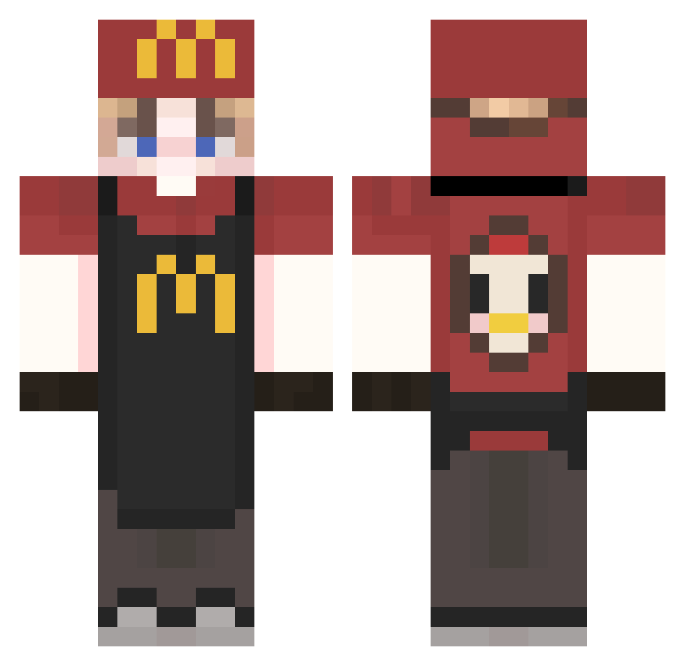 xxlpopchicken Minecraft skin, front and back view