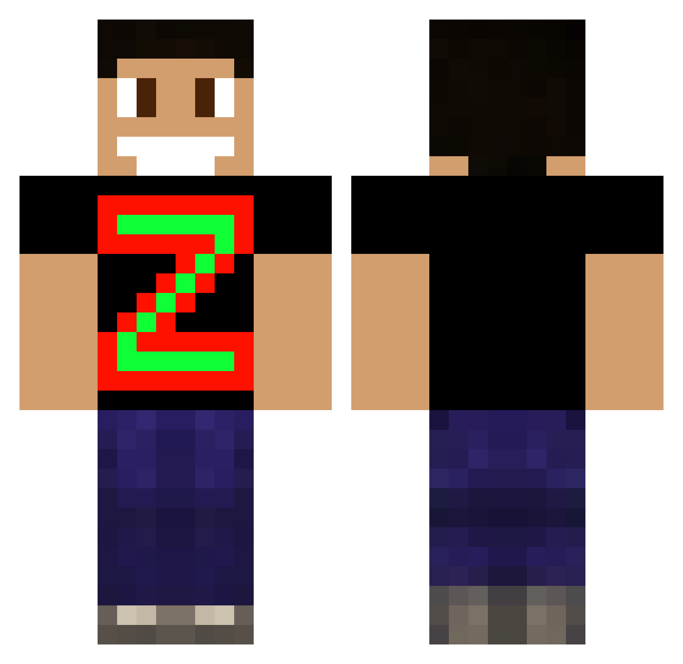 Zee_28 Minecraft skin, front and back view