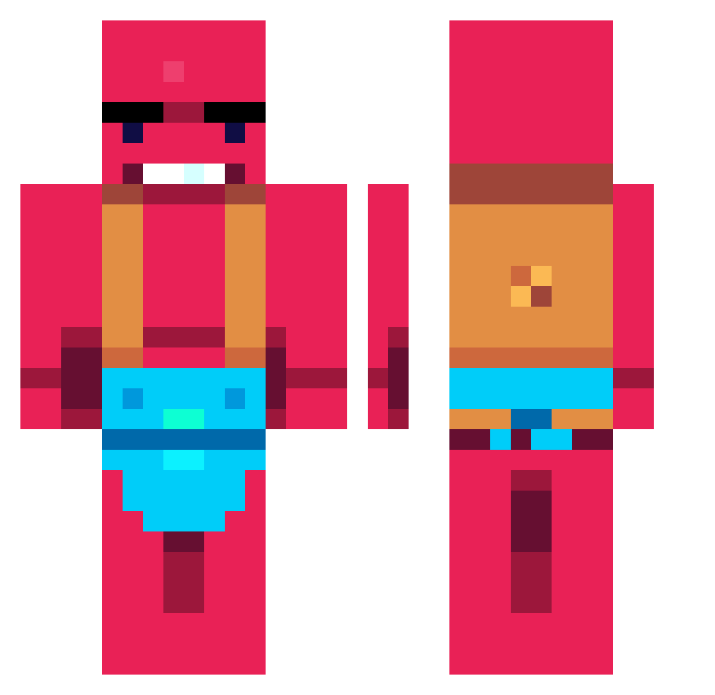 Choryz Minecraft skin, front and back view