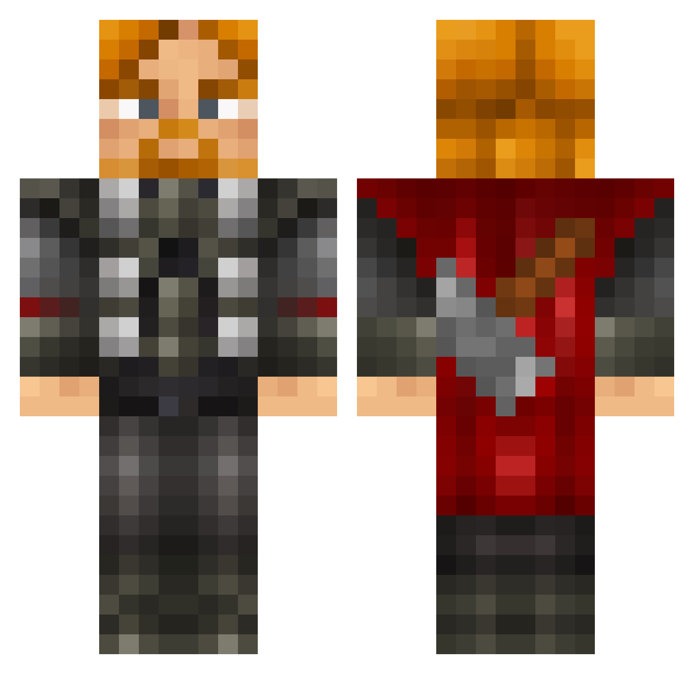 Revokes Minecraft skin, front and back view