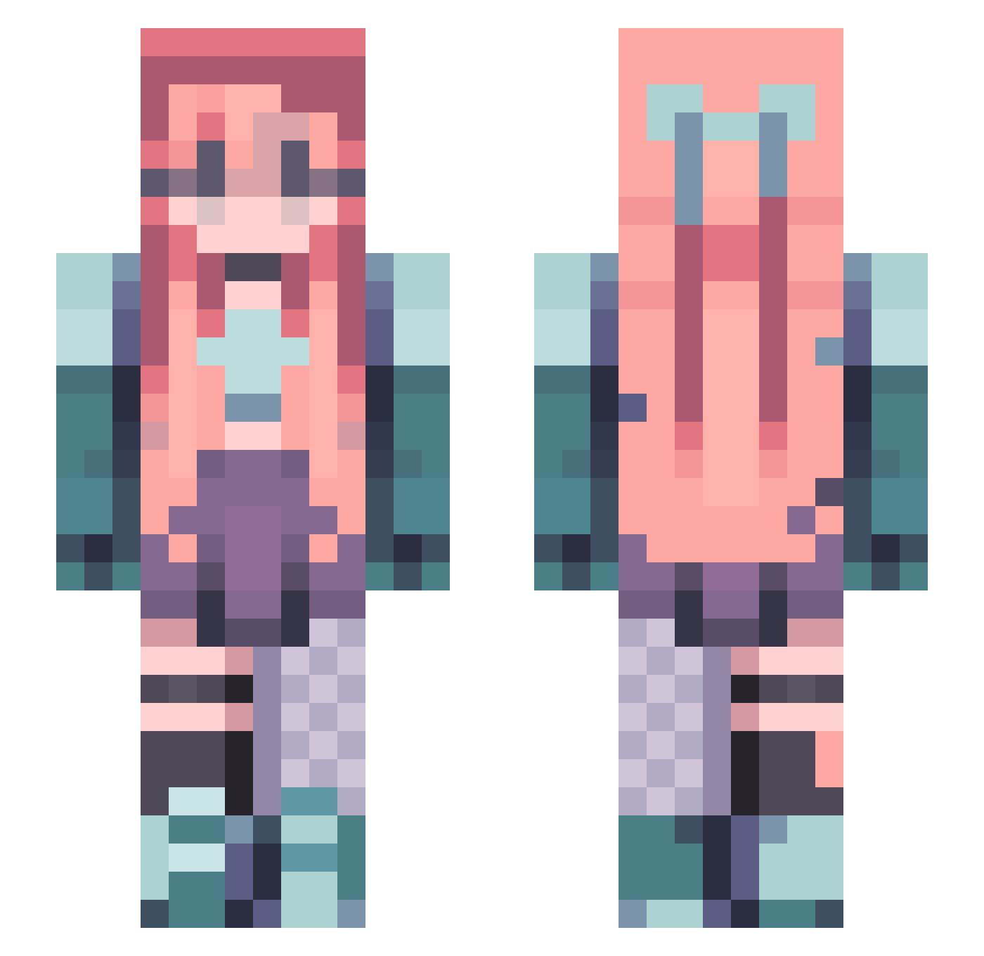 Bunny4ever Minecraft skin, front and back view