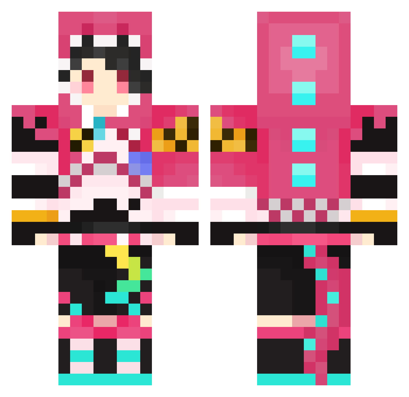XPBaan Minecraft skin, front and back view