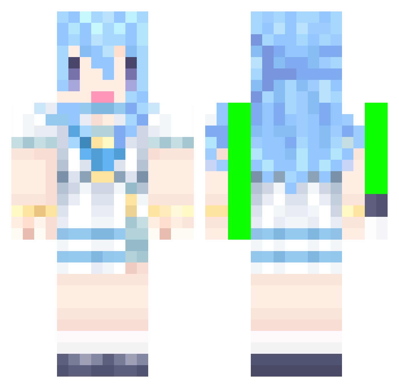 ATNicely Minecraft skin, front and back view