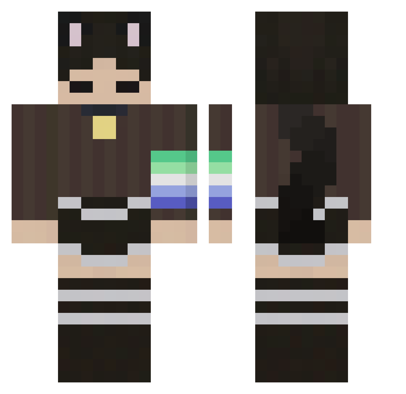 Jaxweed Minecraft skin, front and back view