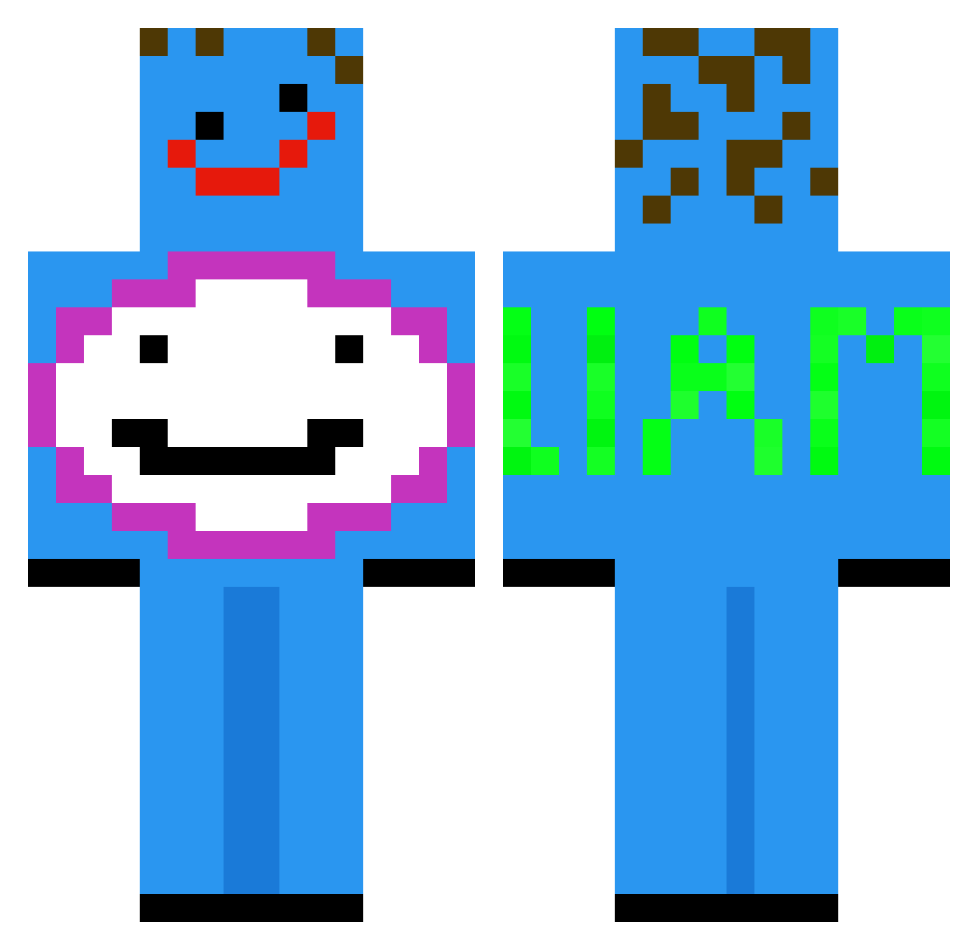 VikDePik Minecraft skin, front and back view