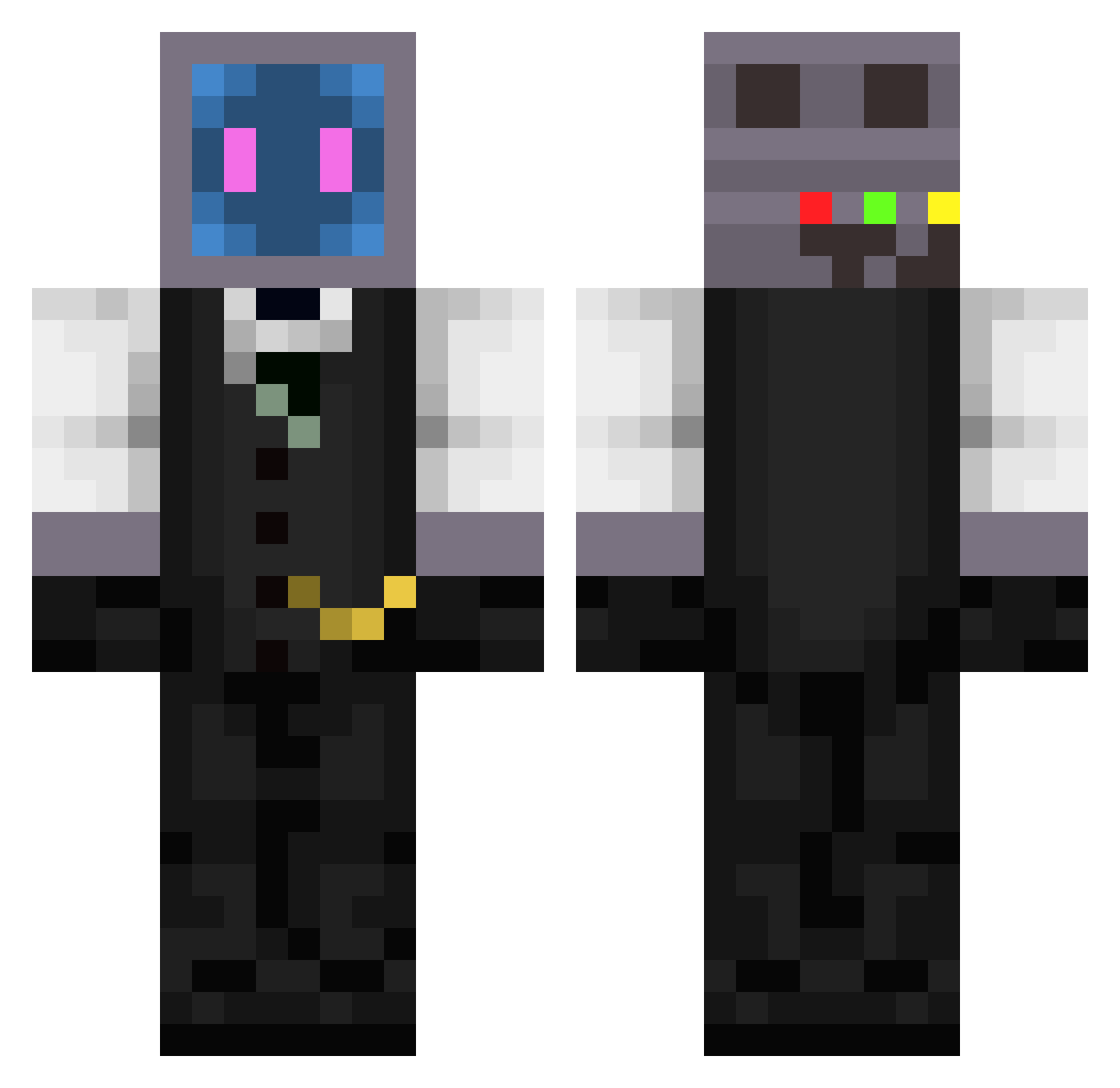 NUMBERSITSME Minecraft skin, front and back view