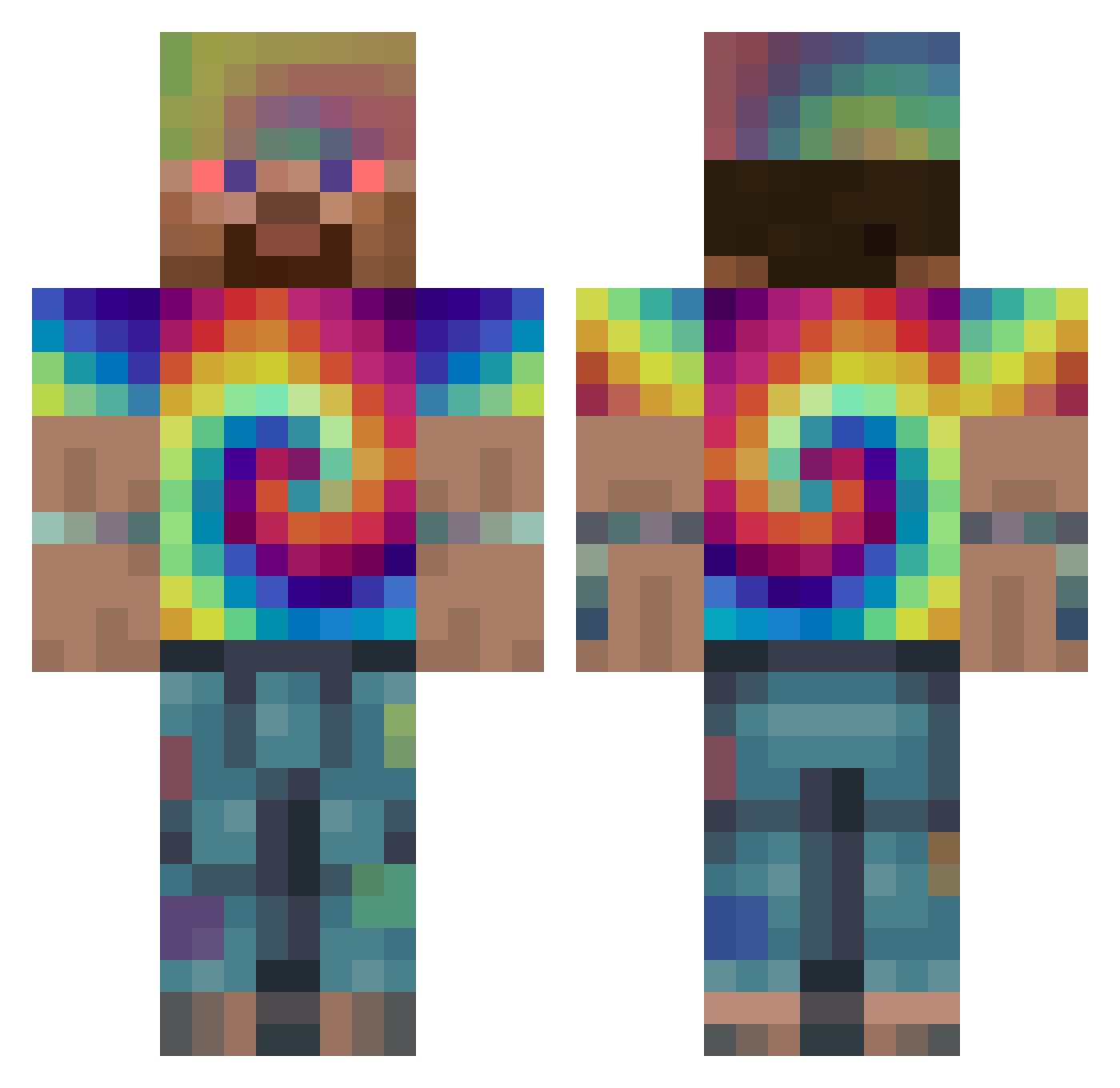 WikBar Minecraft skin, front and back view
