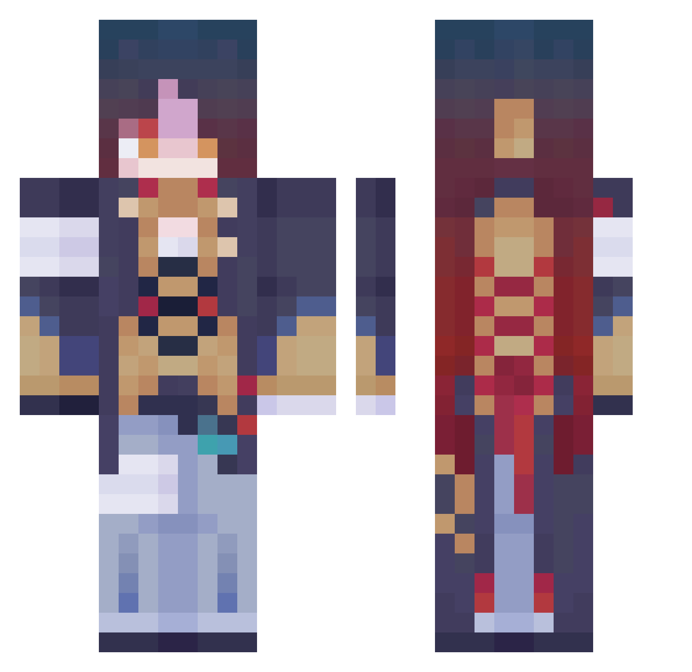 rednaxicus Minecraft skin, front and back view