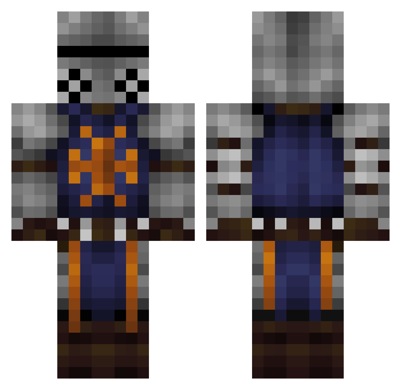 NarrateurDC Minecraft skin, front and back view