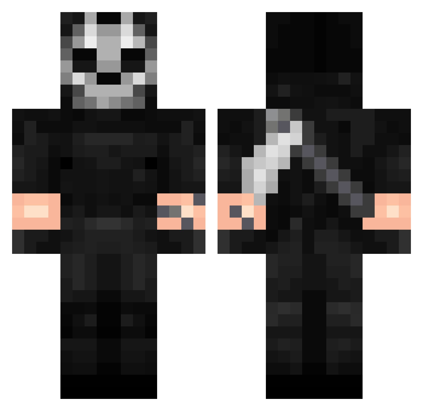 _k0rVo Minecraft skin, front and back view