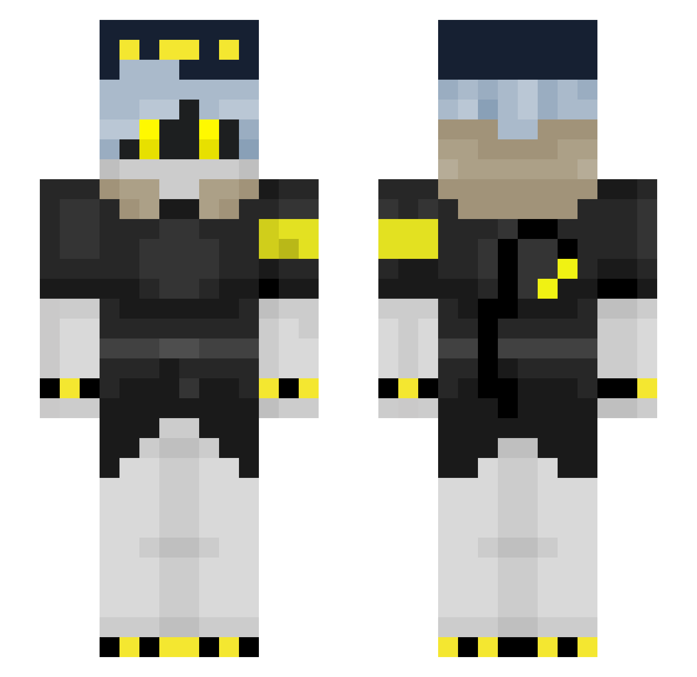 Eboy_headass Minecraft skin, front and back view