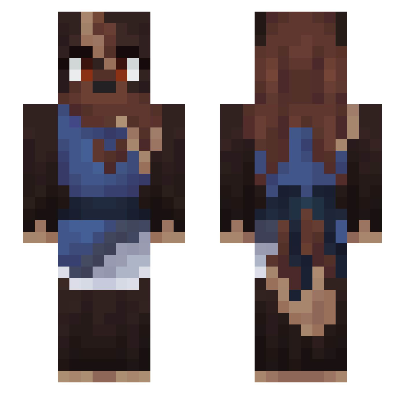 Paroxysm Minecraft skin, front and back view