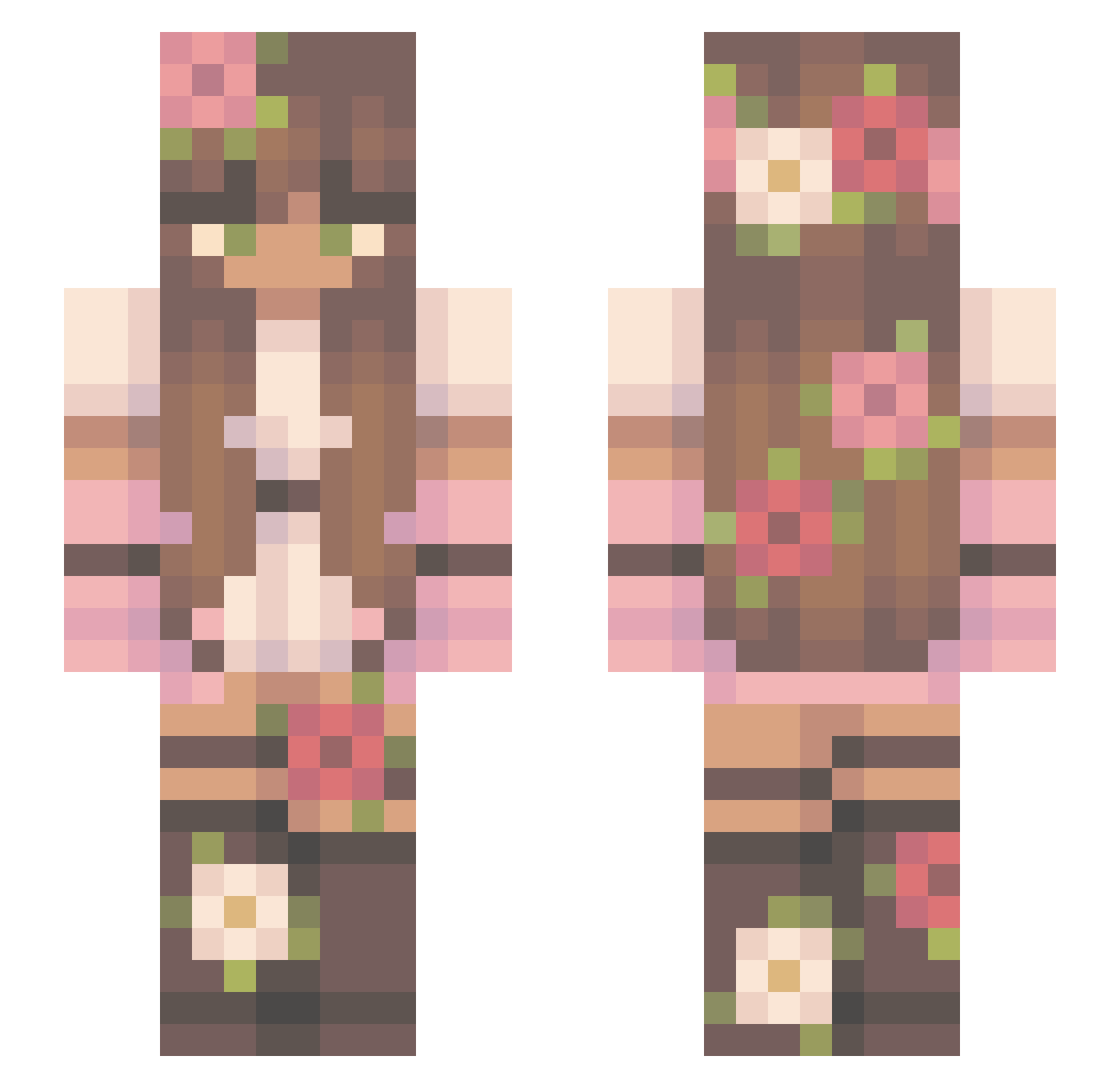 jazbolter Minecraft skin, front and back view