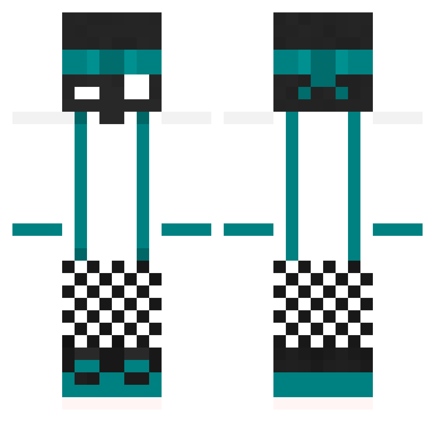Faintrex Minecraft skin, front and back view
