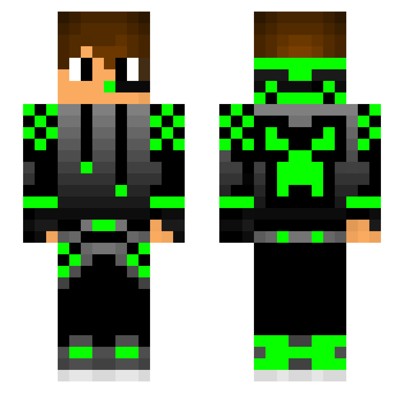 CreeperMAX2 Minecraft skin, front and back view