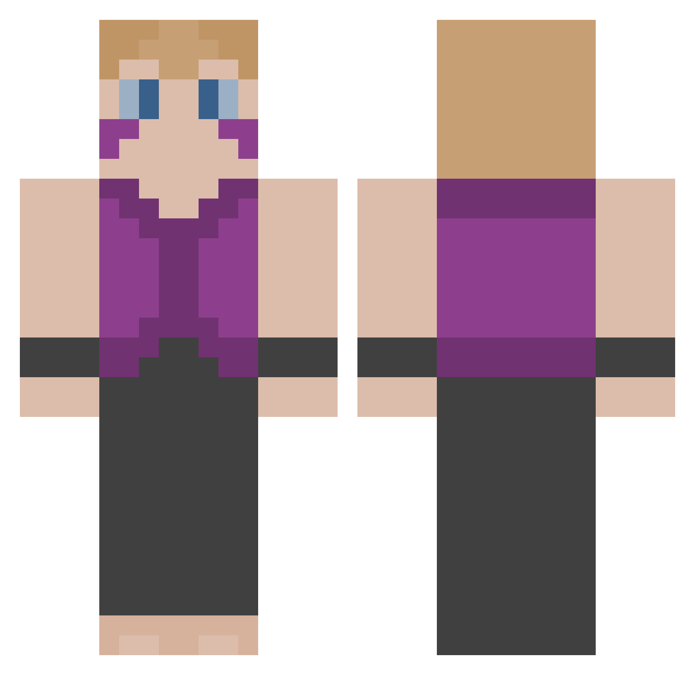 Sheba Minecraft skin, front and back view