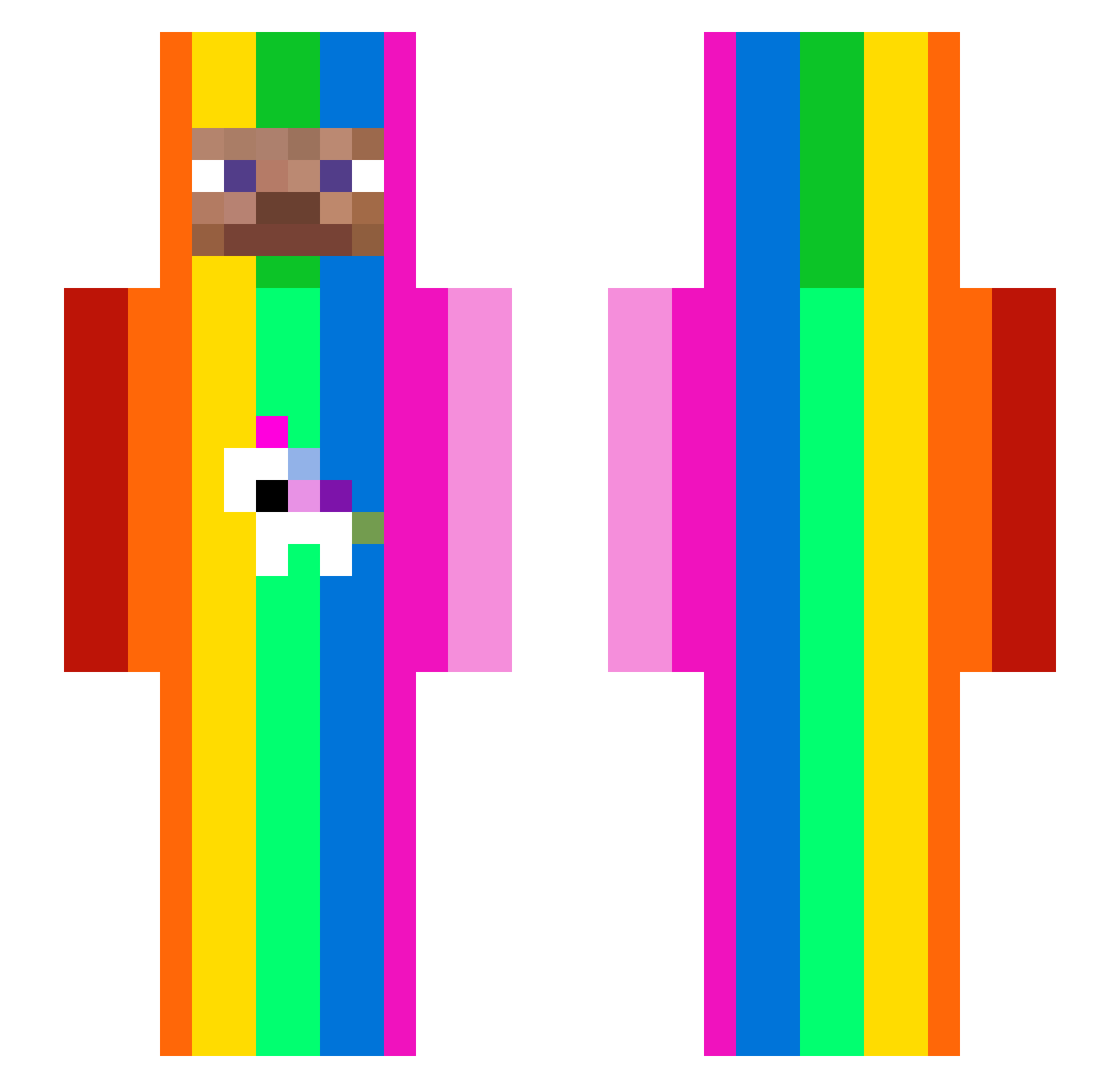 ybexter Minecraft skin, front and back view