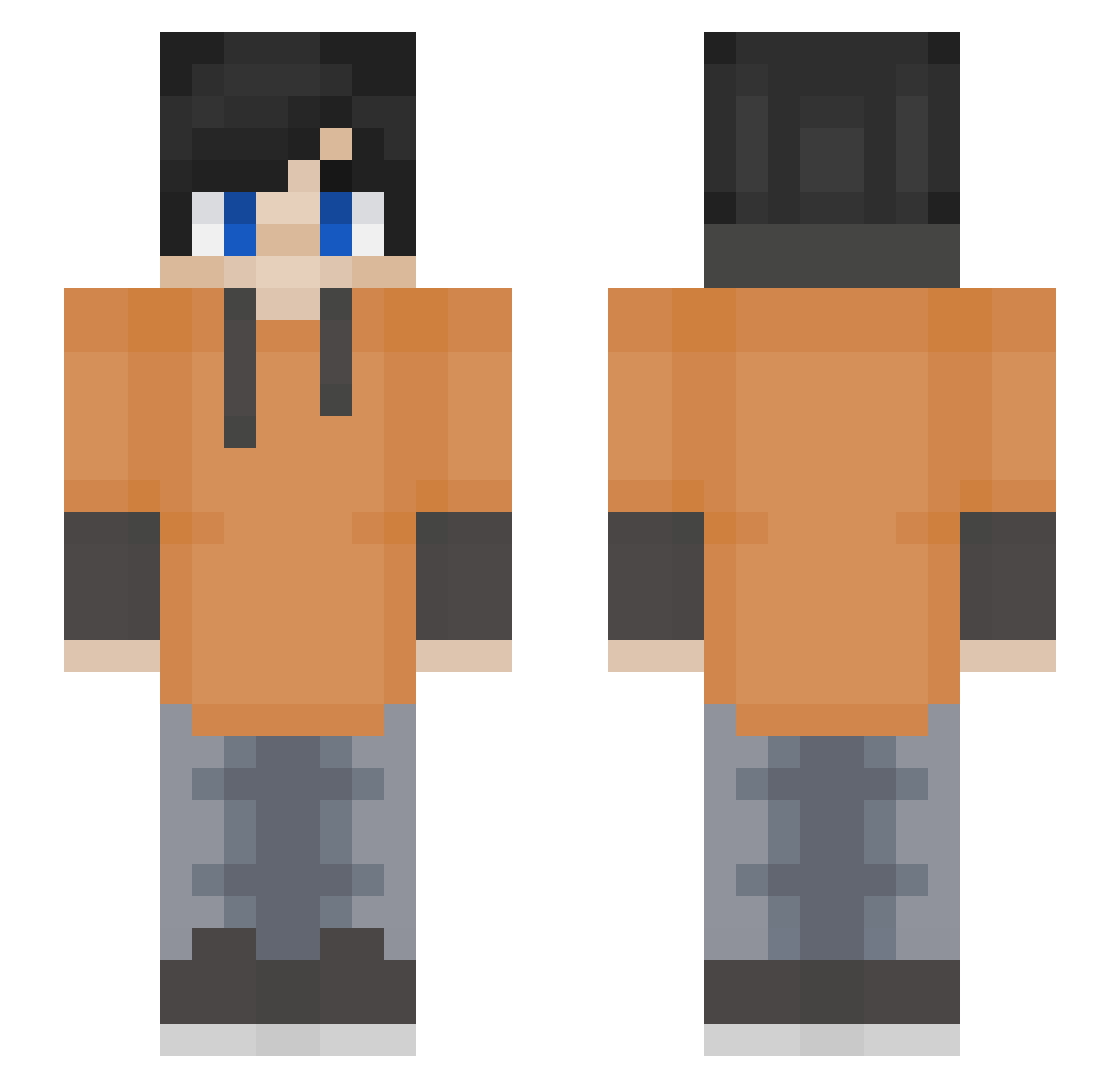 prematch Minecraft skin, front and back view