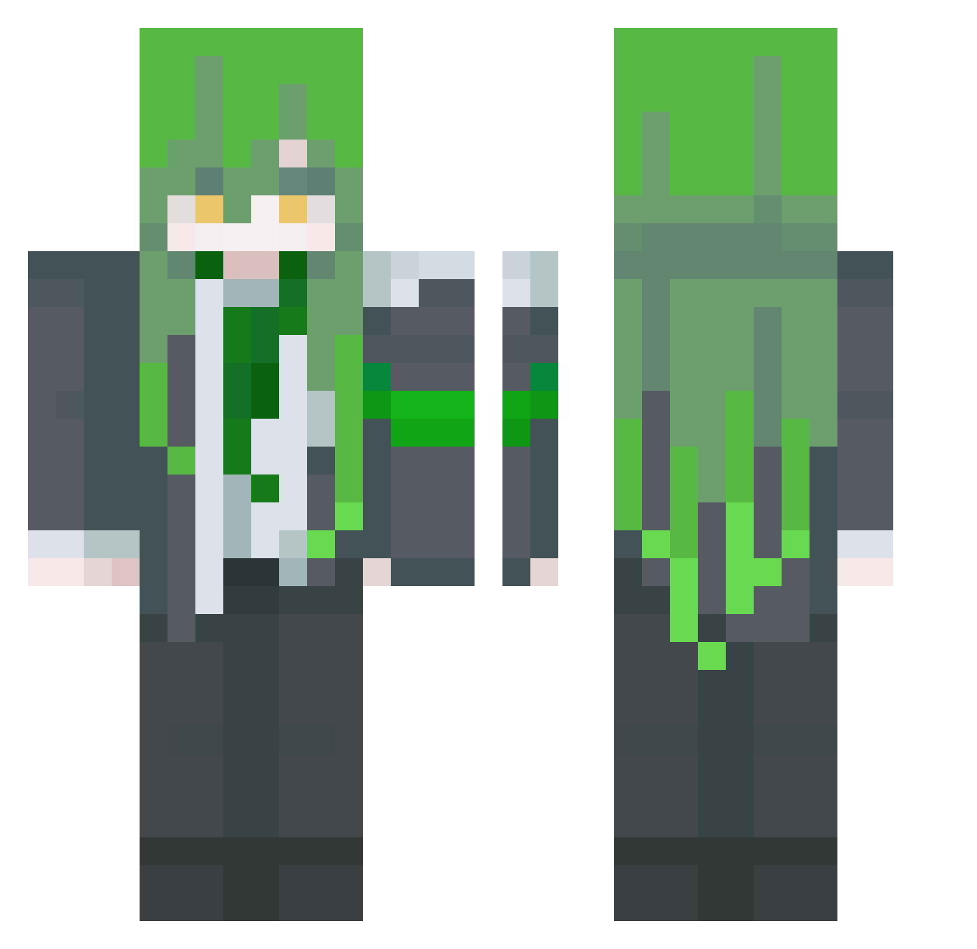 QMous Minecraft skin, front and back view