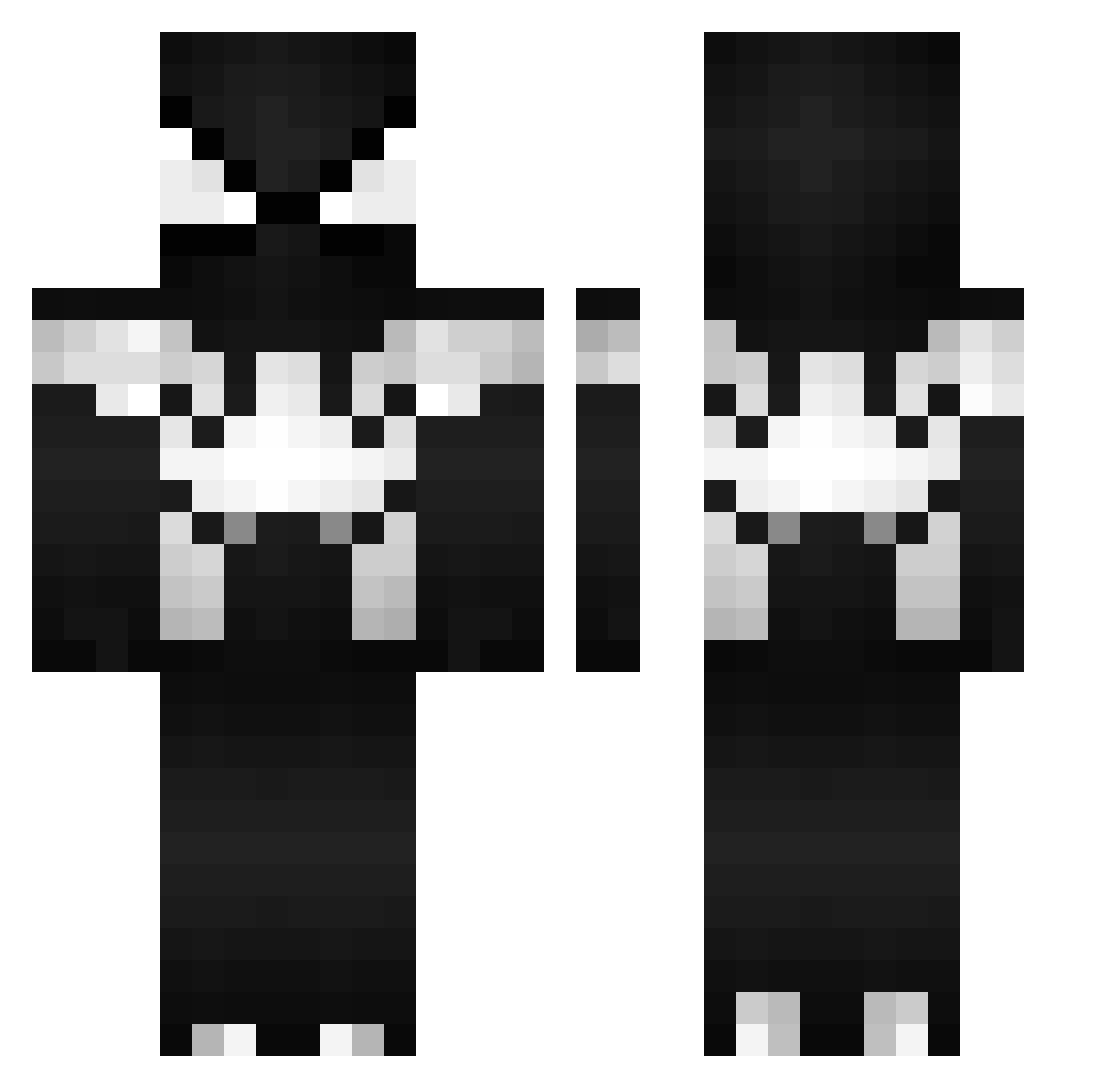 PVPCRC Minecraft skin, front and back view