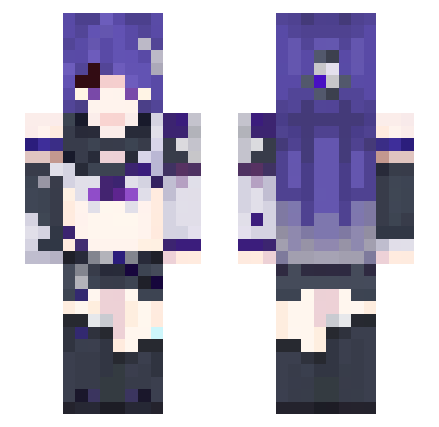 Kiramisuu Minecraft skin, front and back view