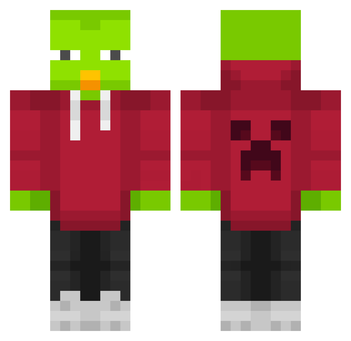 ItssZyroo Minecraft skin, front and back view