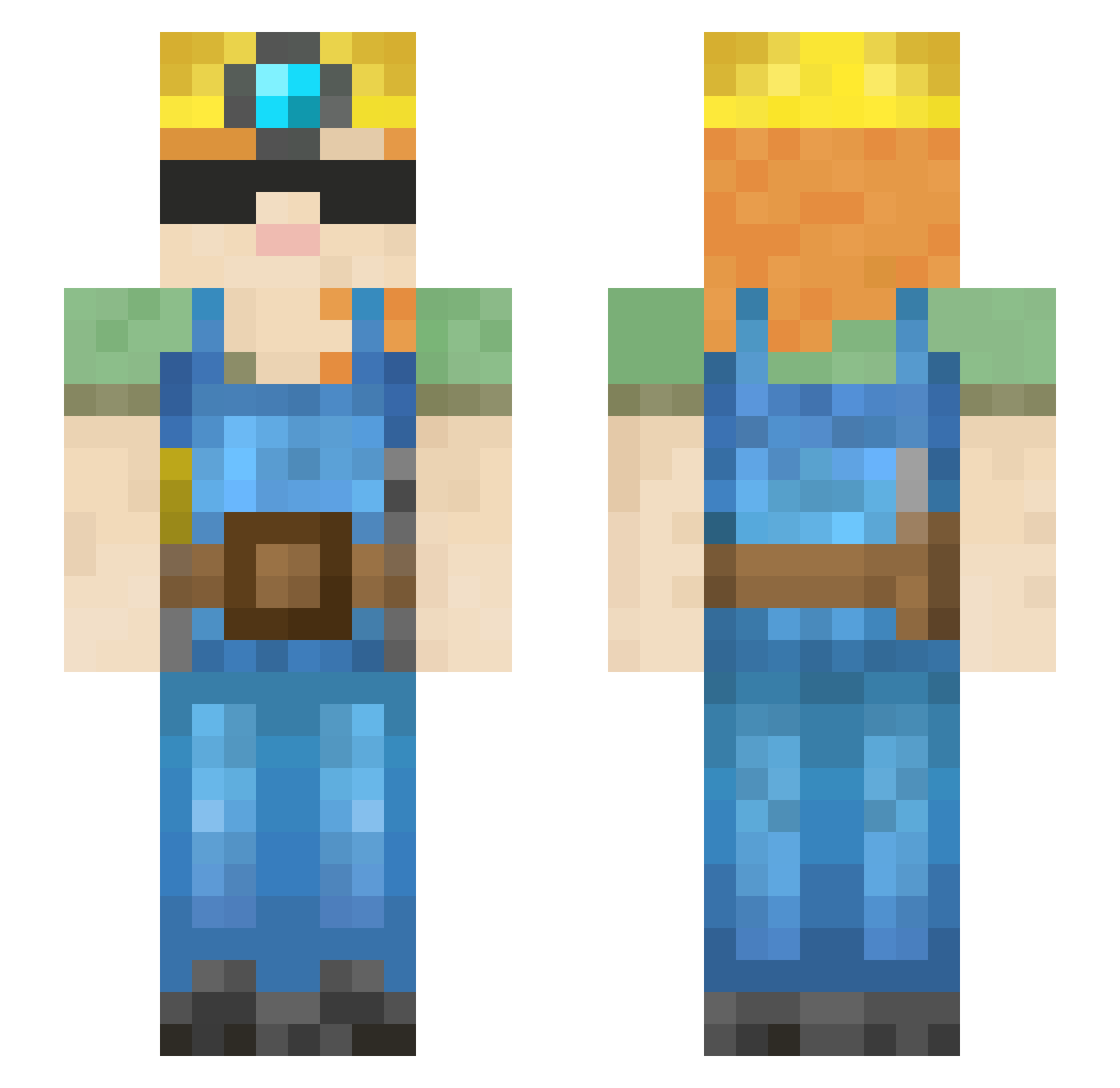 tzuj Minecraft skin, front and back view