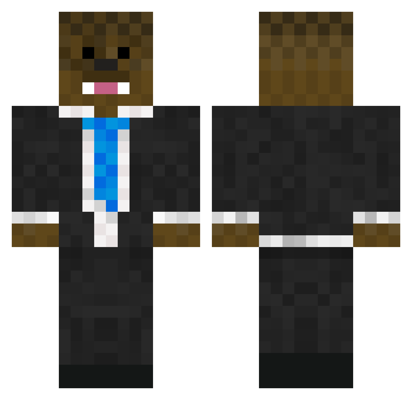 Servicing Minecraft skin, front and back view