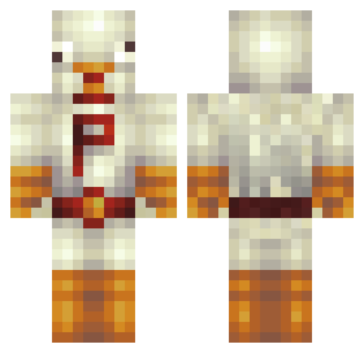 Discarding Minecraft skin, front and back view