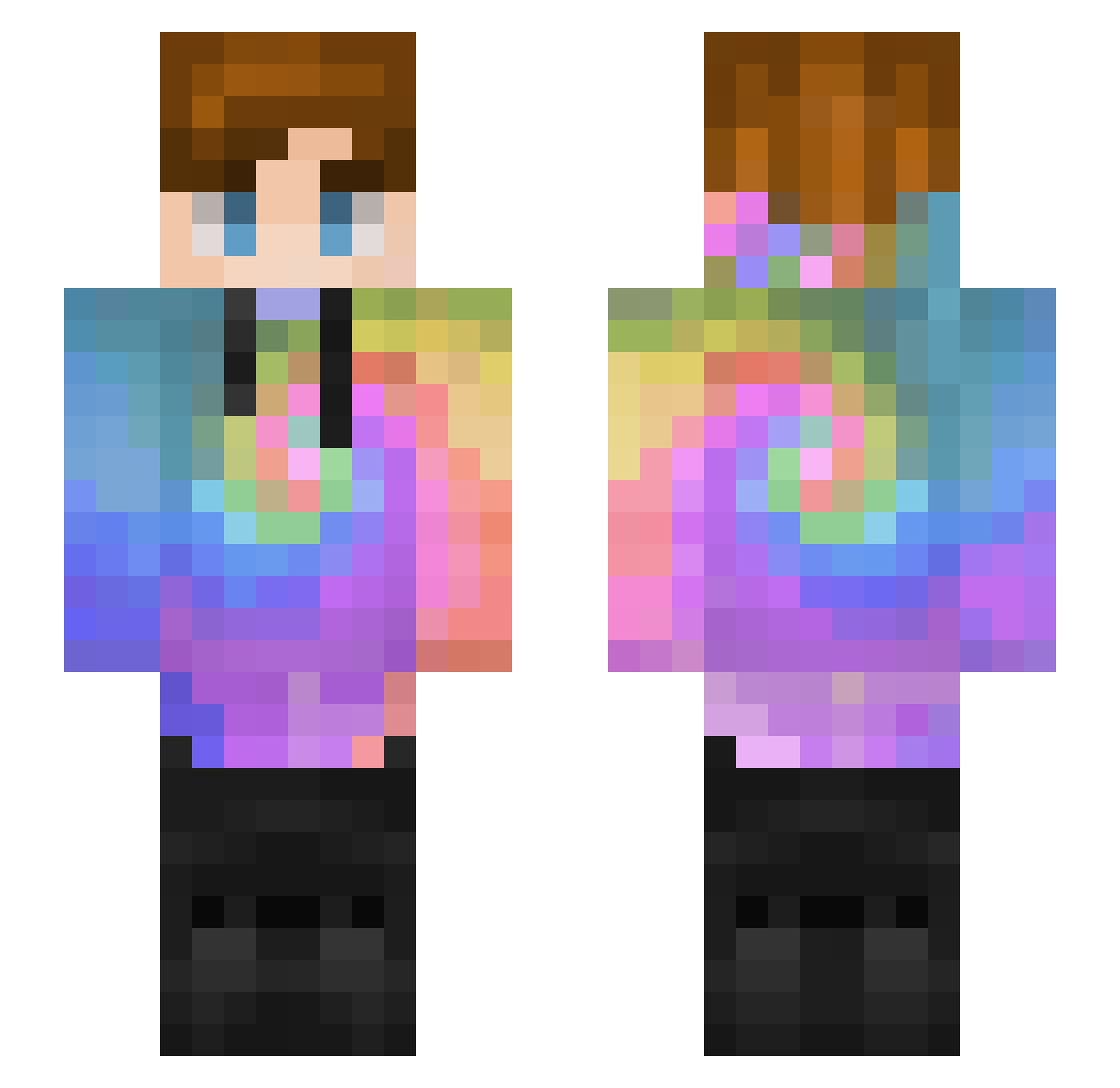 alxxc Minecraft skin, front and back view