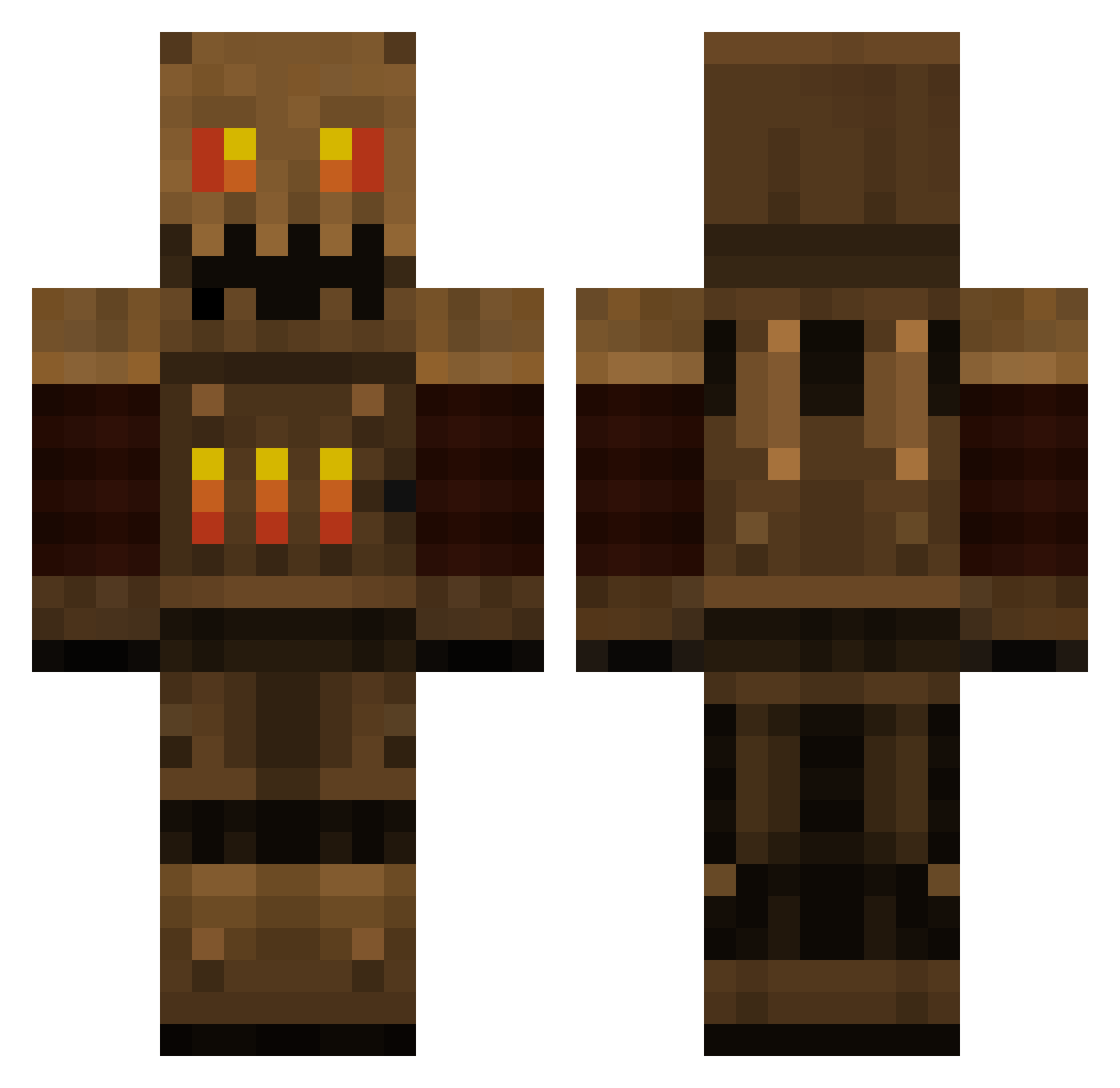 Skeltonics Minecraft skin, front and back view