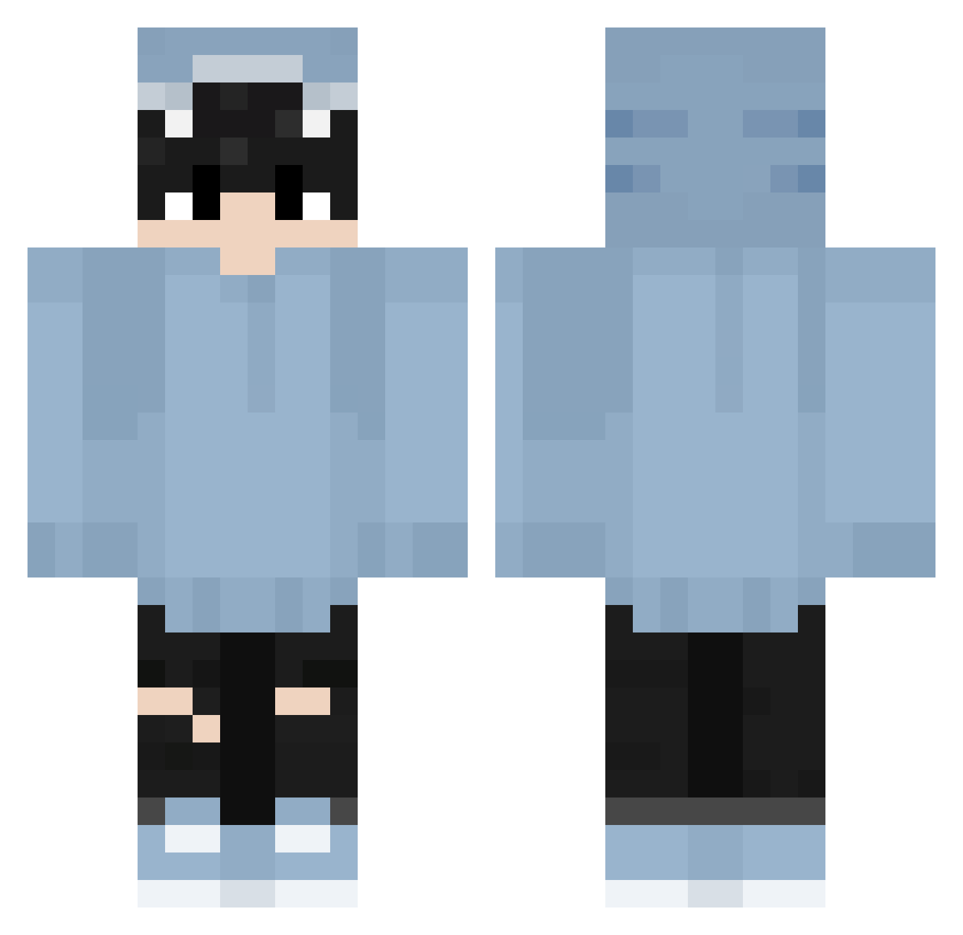 JRavenGames Minecraft skin, front and back view
