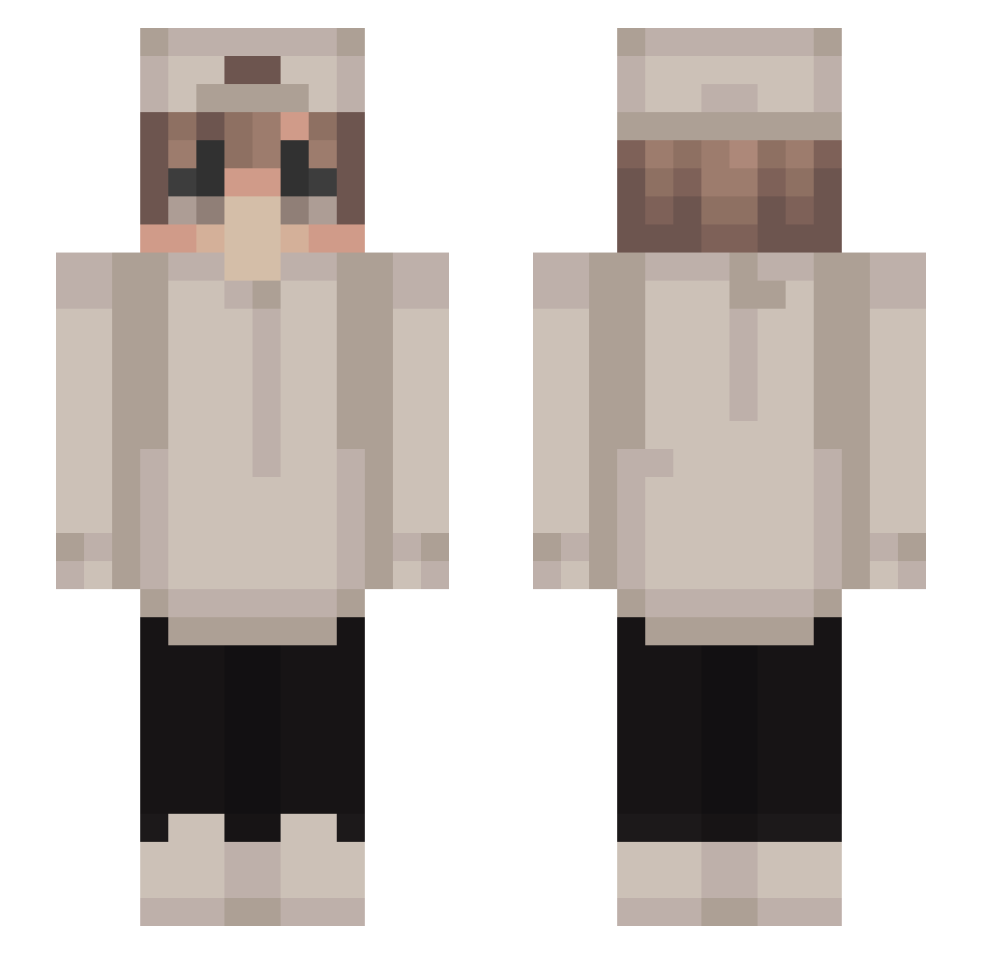 Layzuu Minecraft skin, front and back view