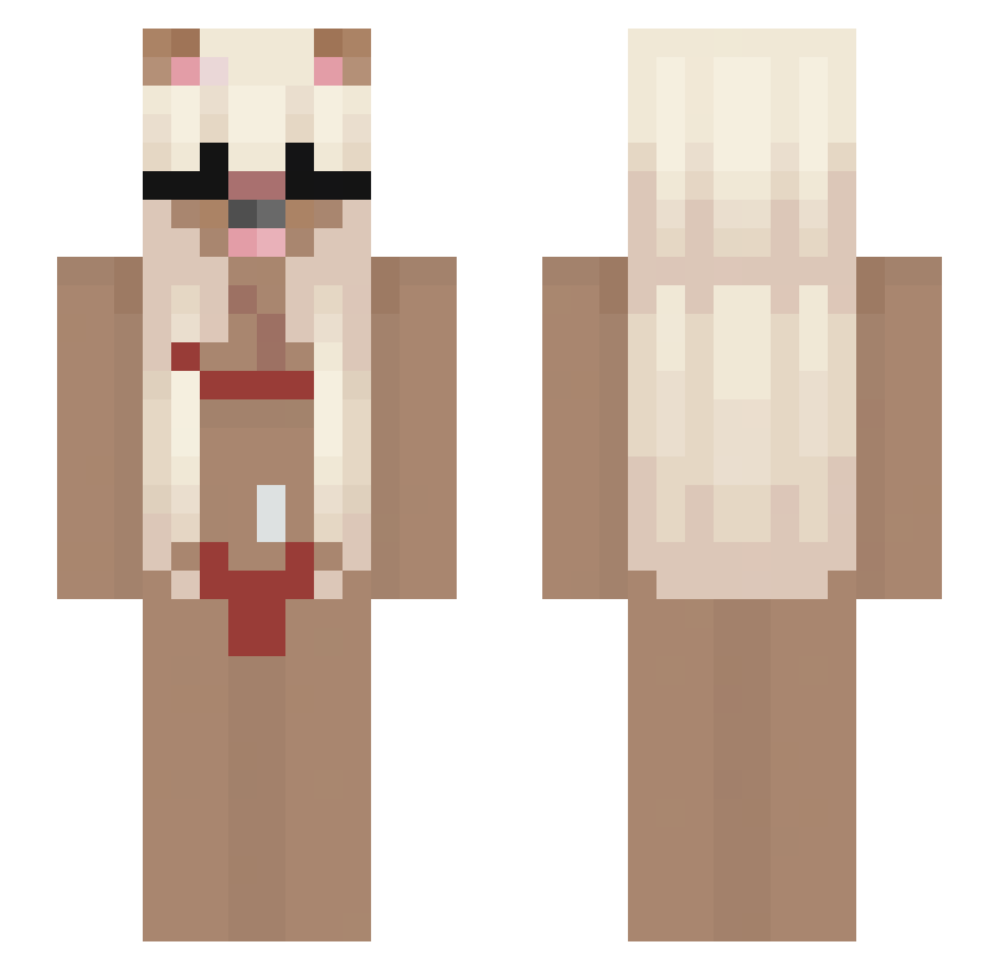 BombaS3nsei Minecraft skin, front and back view