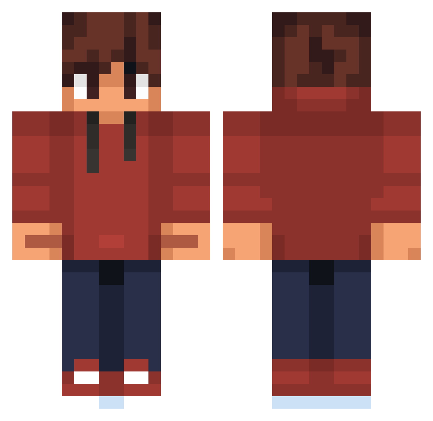JustMaxify Minecraft skin, front and back view