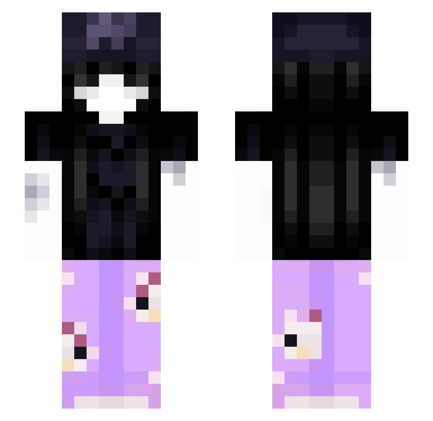 Snowxberry Minecraft skin, front and back view