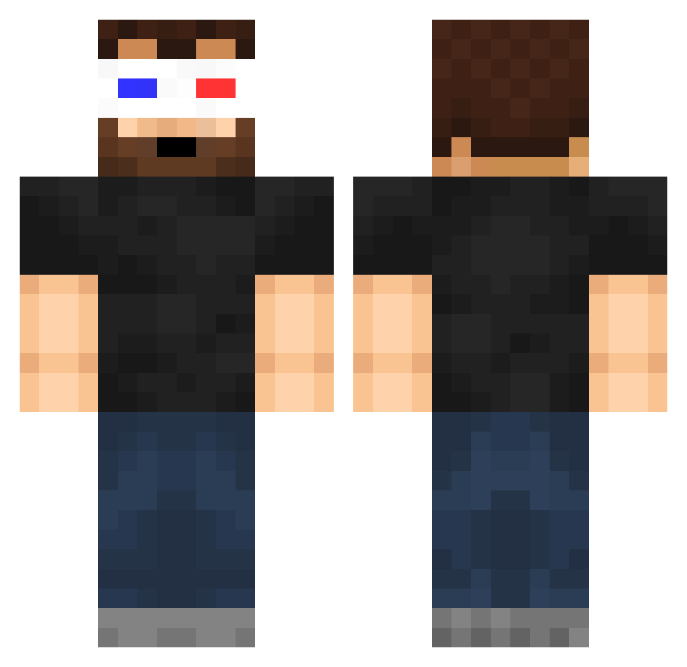 WarrenL Minecraft skin, front and back view