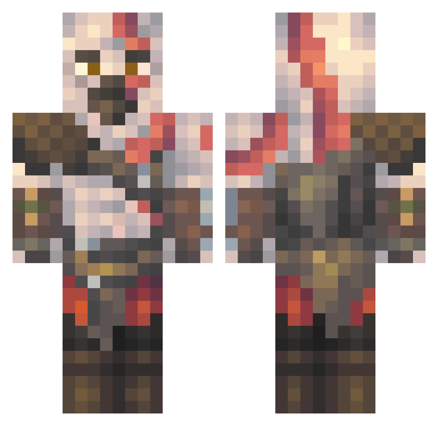 Downlowde Minecraft skin, front and back view