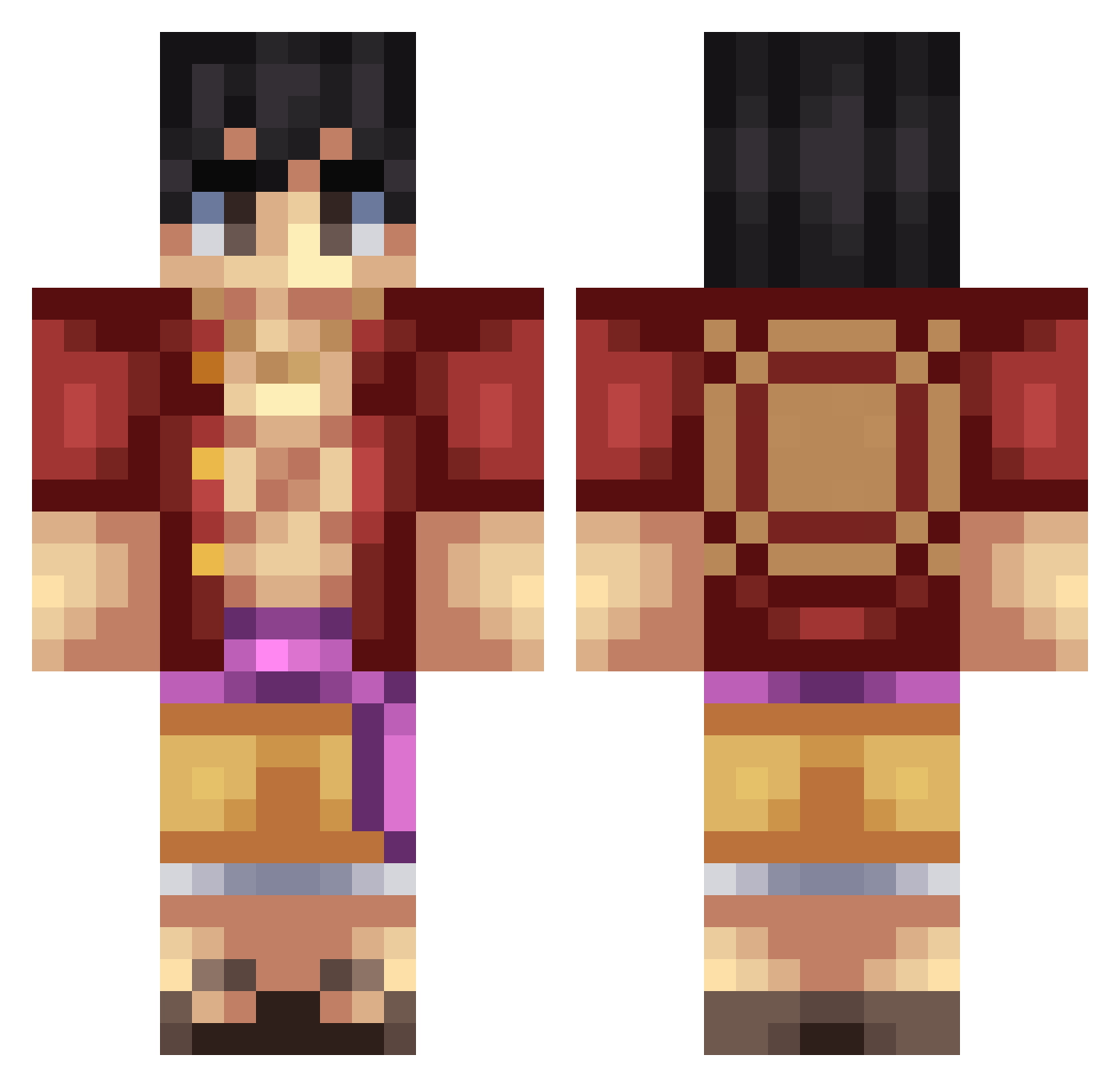 valk1te Minecraft skin, front and back view