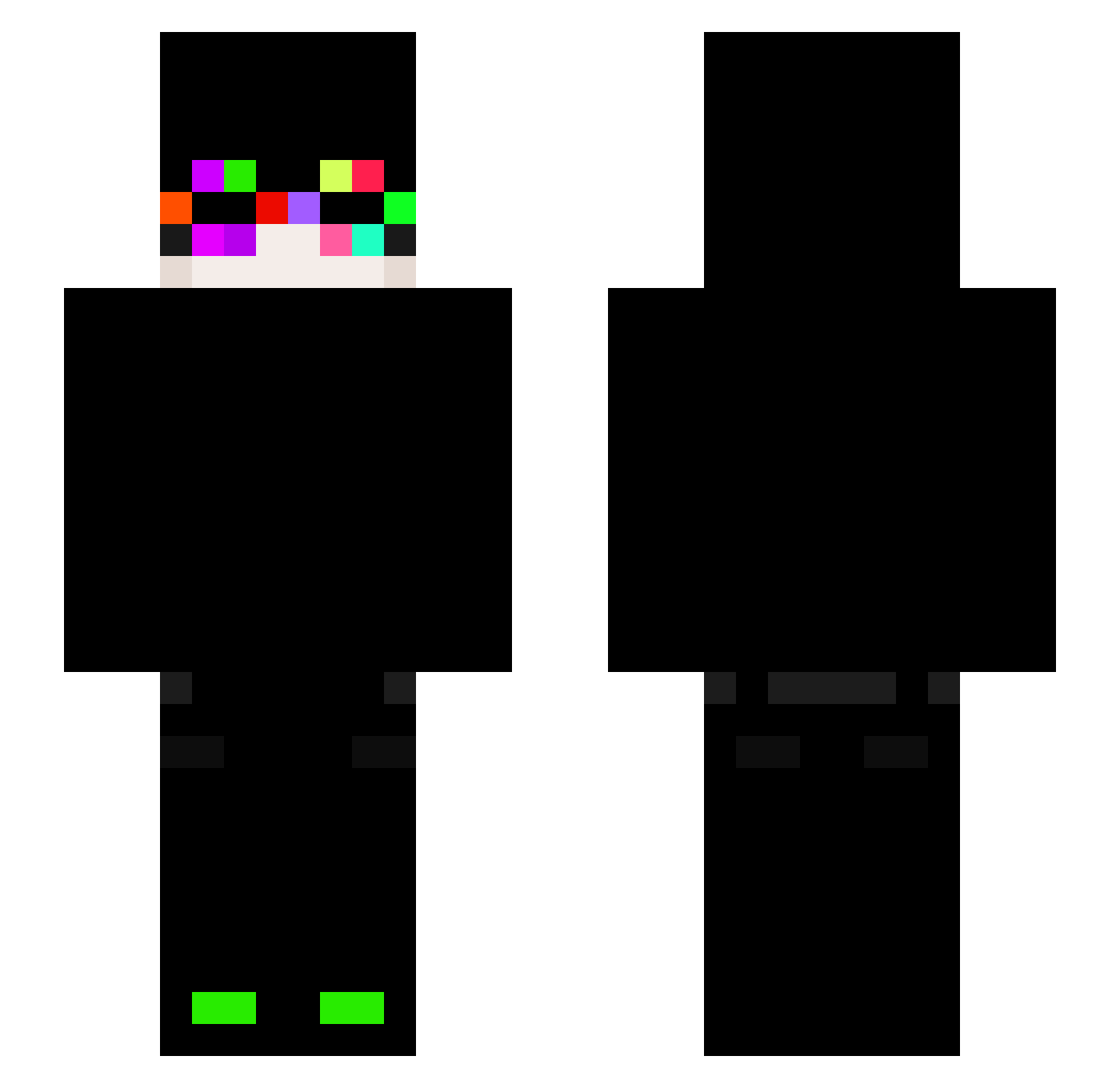 AtomicPiggy Minecraft skin, front and back view