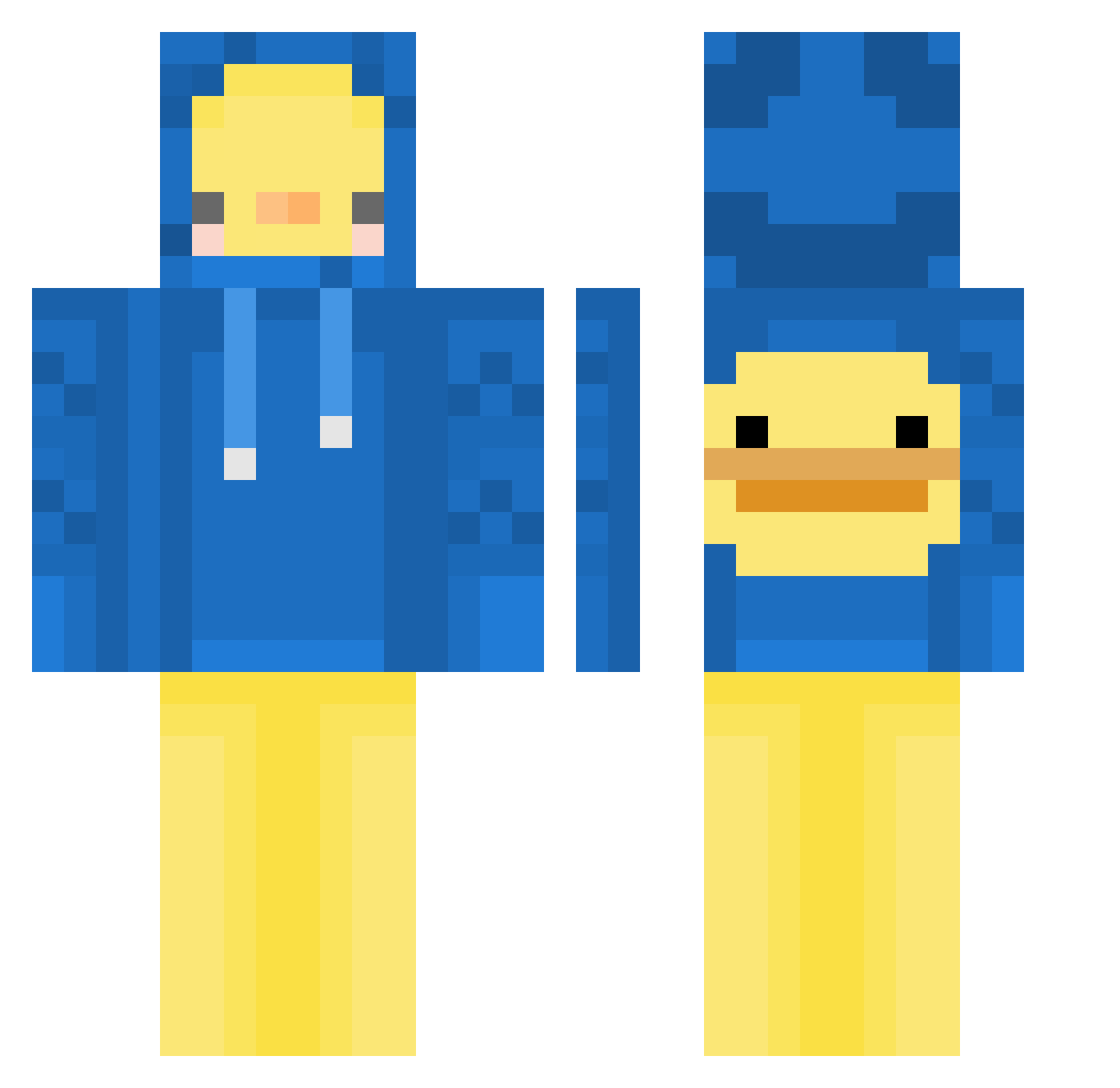 whalp Minecraft skin, front and back view
