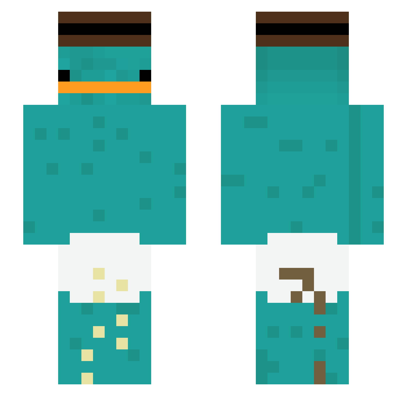 spaceistaken Minecraft skin, front and back view